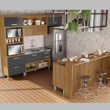 Cozinha 06 Pçs Nesher Princesa Gourmet 100 Mdf Freijó Com Grafite