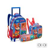 Kit Mochila Rodinha Estojo Lancheira Infantil Dog Heroes