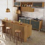 Cozinha 08 Pçs Nesher Imperatriz Gourmet 100 Mdf Freijó Com Grafite