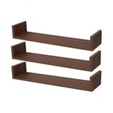 Kit 3 Prateleiras U 100 X 10cm Nogal Suporte Invisível