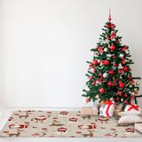 Tapete de Natal para Sala Elementos Natalinos Minimalista Único