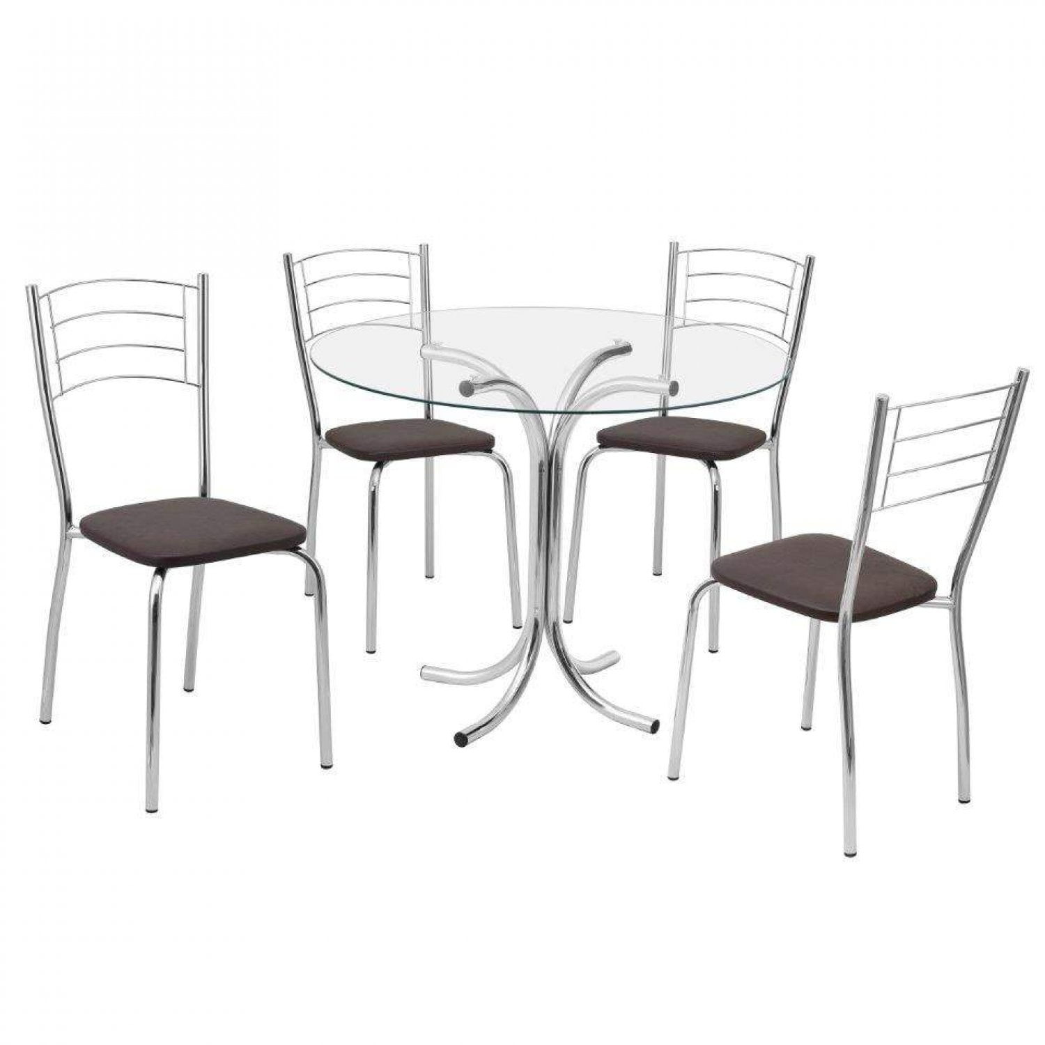 Conjunto de Mesa de Plástico Redonda 70cm e 4 Cadeiras Colonial Branco