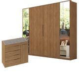 Guarda Roupa 6 Portas 2 Espelhos E Cômoda Lume 5 Gavetas