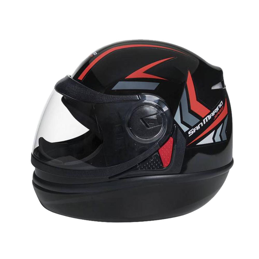 Capacete Moto San Marino Speed One Fechado Integral Taurus - Preto e Vermelho - 58