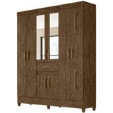 Guarda Roupa Casal 8 Portas Com Espelho Castanho Wood Moval