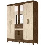 Guarda Roupa Casal 8 Portas Com Espelho Castanho Wood Avela