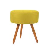 Puff Para Sala Redondo Pés Palito Suede Balaqui Decor Cor:amarelo