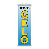 Banner Temos Gelo Bebidas Serviço Lona 100x30cm