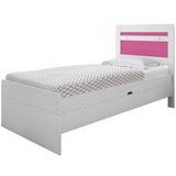 Cama Baú Solteiro Larissa Branco E Rosa Com Colchão