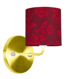 Arandela Dourado De Cupula Cilíndrica Floral Vermelho