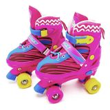 Patins 4 Rodas Quad Ajustável 30-33 Rosa Unitoys 1464