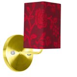 Arandela Dourado De Cupula Quadrada Floral Vermelho