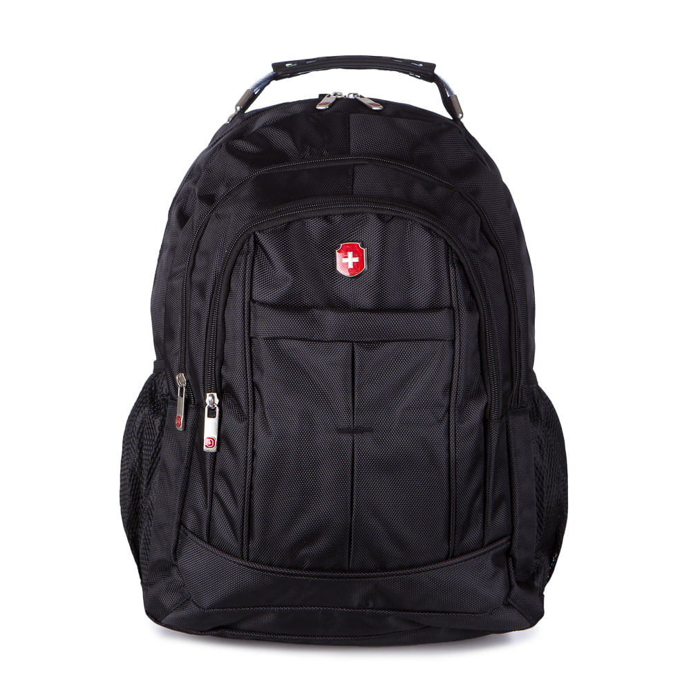 Mochila Para Notebook Executiva Reforçada Com Cabo De Aço Em Poliéster Swissland V4 Preta