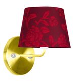 Arandela Dourado De Cupula Tradicional Floral Vermelho