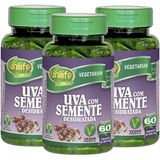 Uva Com Semente Desidratada 60 Cápsulas 500mg Kit Com 3