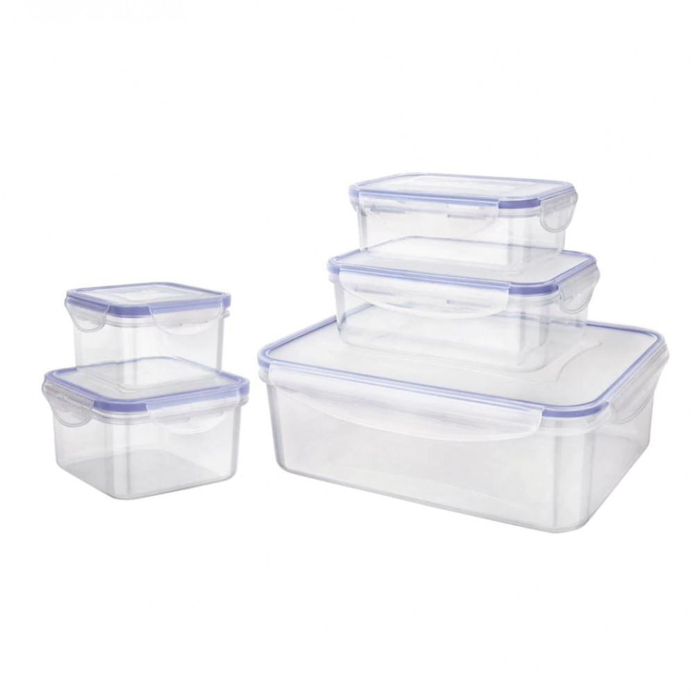Conjunto De Potes Herméticos Euro Home Pla3604-az Em Plástico 5 Peças