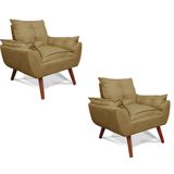 Kit 02 Poltrona Decorativa Opala Suede Capuccino SU DECOR