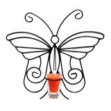 Arandela Borboleta Fina 30 Cm Porta Vela Laranja Castiçal