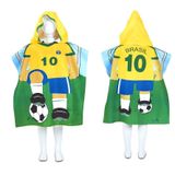 Toalha Poncho De Praia Infantil Com Capuz Jogador De Futebol