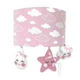 Arandela Meia Lua Chuva de Amor Rosa Quarto Bebê Infantil