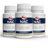 Kit 3 Nac N-acetil L-cisteína 600mg Vitafor 60 Cápsulas