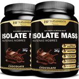 Kit 2 Isolate Mass Hipercalorico Proteinas 2kg Chocolate