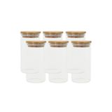 Conjunto De 6 Potes Herméticos De 300 Ml Com Tampa De Bambu