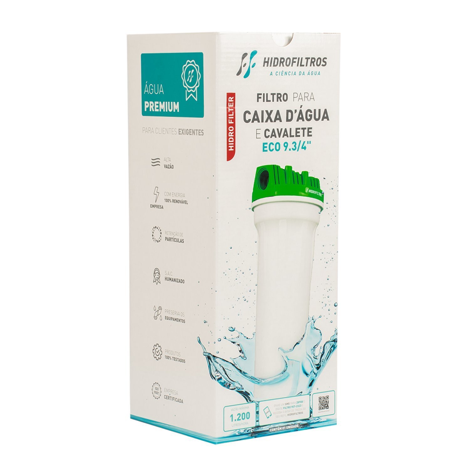 Filtro Eco Para Caixa D&#39;água E Cavalete 9.3/4&quot; Hidro Filtros Branco