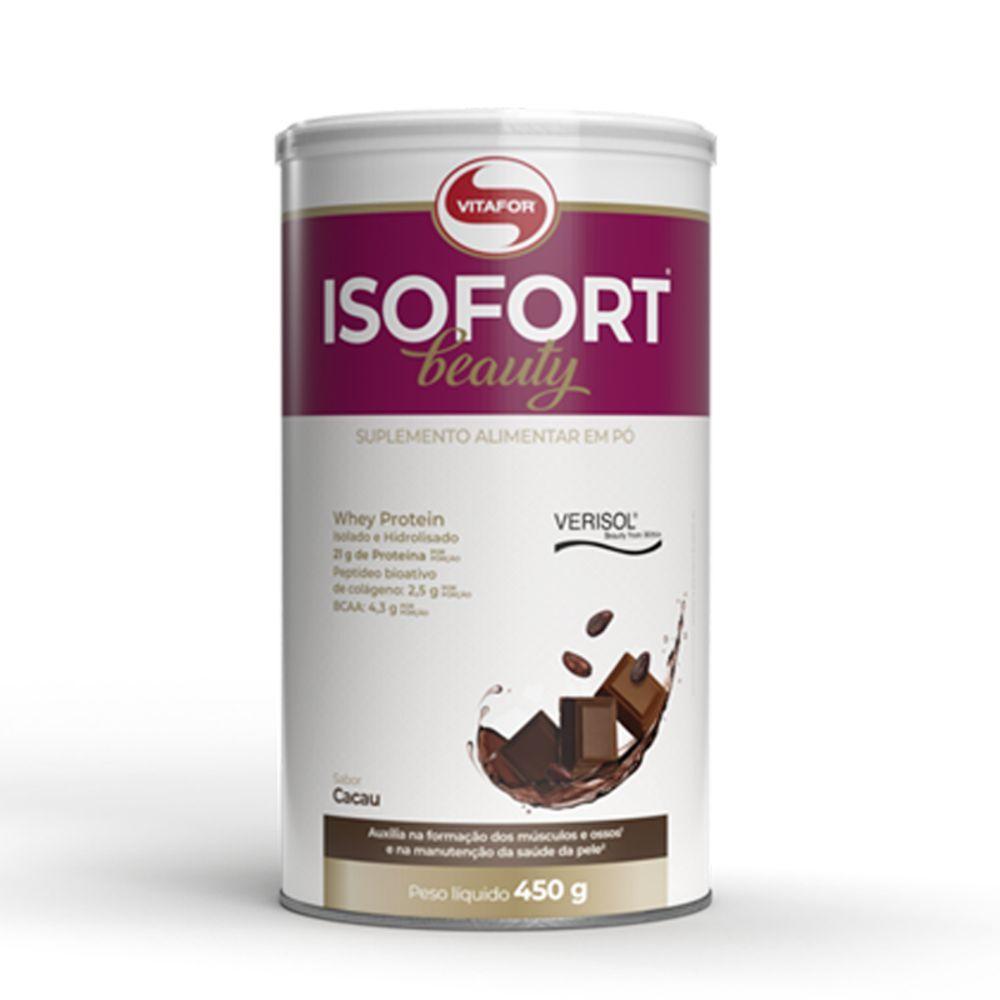 Isofort Beauty Whey Protein Isolado Vitafor 450g Cacau