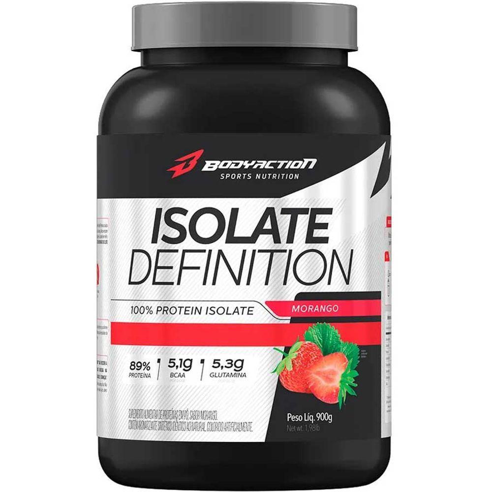 Whey Protein Isolado Definition 89% Proteina 900g Bodyaction Sabor Morango