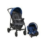 Carrinho de Bebê Travel System Burigotto 4 Rodas 4 Posições Suporta Crianças de Até 15Kg Ecco Cinza/Azul