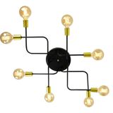 Lustre Plafon Hashtag Preto Com Dourado De 8 Braços