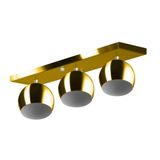 Lustre Plafon Bola 15 Cm Retangular Triplo Dourado