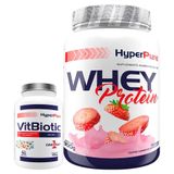 Whey Protein 900g + Vit Biotic 90 Caps Morango