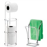 Banheiro Lavabo Cromado 02 Peças Porta Toalha De Bancada