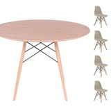 Conjunto Mesa Eames Freijó 120cm + 4 Cadeiras Fendi