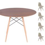 Conjunto Mesa Eames Imbuia 120cm + 4 Cadeiras Fendi