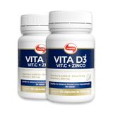 Kit 2 Vita D3 + C + Zinco Vitafor - 30 Cápsulas