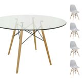 Conjunto Mesa Eames 90cm + 4 Cadeiras Cinza