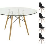 Conjunto Mesa Eames 120cm + 4 Cadeiras Preta