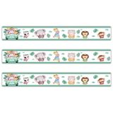 Kit 3 Faixas Decorativas Papel Parede Infantil Animais Carro Titulo Verde