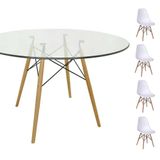 Conjunto Mesa Eames 90cm + 4 Cadeiras Branca