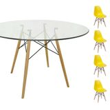 Conjunto Mesa Eames 120cm + 4 Cadeiras Amarela