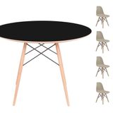 Conjunto Mesa Eames Preta 120cm + 4 Cadeiras Fendi