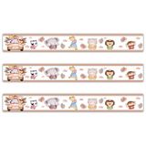 Kit 3 Faixas Decorativas Papel Parede Infantil Animais Carro Titulo Marrom