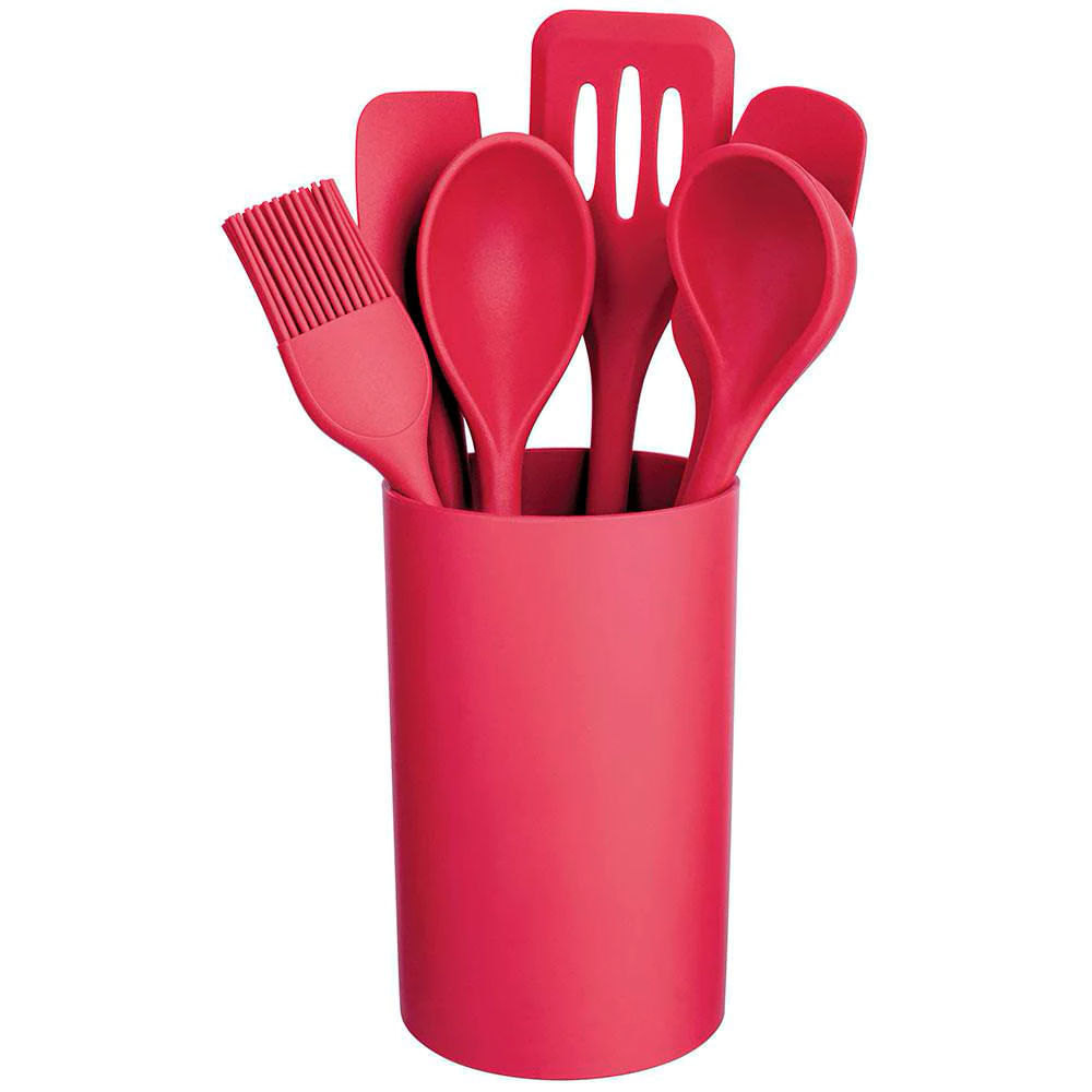 Conjunto De Utensílios Euro Home Com Suporte Em Silicone E Nylon - 7 Peças
