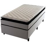 Cama Box De Solteiro Hellen Titanium Molas Ensacadas Pillow Top E Revestimento Em Tecido Malha 62x88x188cm