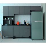 Cozinha Completa Bartira Joy com 11 Portas, 2 Gavetas, 5 Prateleiras e Nicho para Micro-ondas (244,5cm)