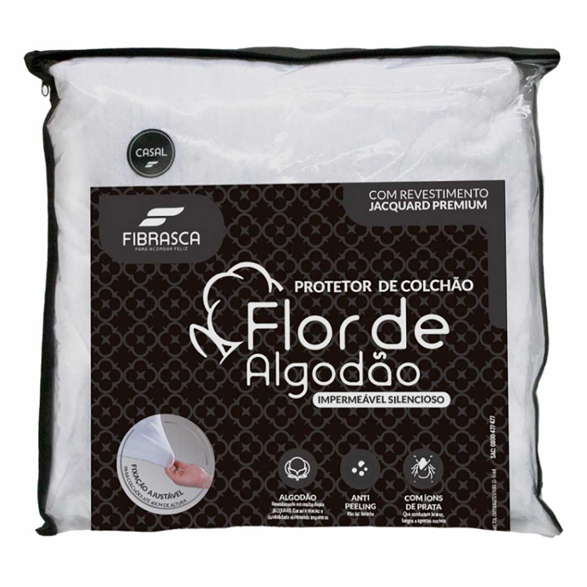 Protetor de Colchão Silencioso Flor de Algodão Impermeável Solteiro 90x190 Fibrasca