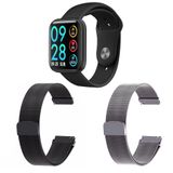 Kit 1 Smartwatch P80 Prata + 2 Pulseiras Prata E Preto